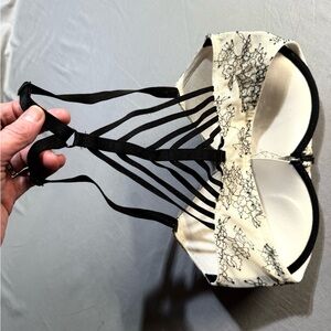 Victoria's Secret Strappy Lace Bra - Black and Cream